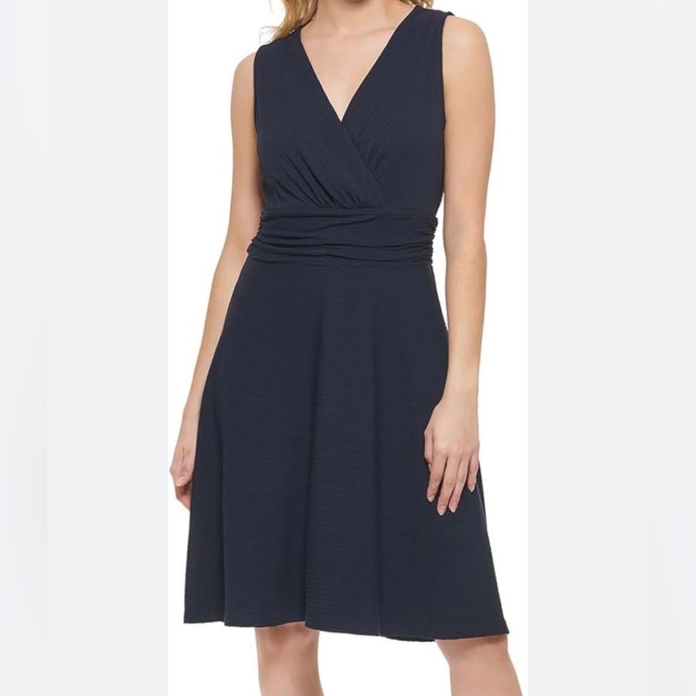 Eddie Bauer Travex Crossover V-neck Casual Navy Blue Dress PS